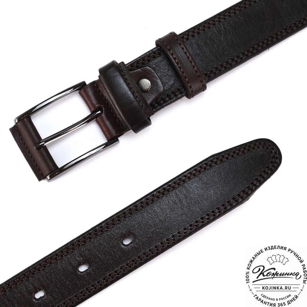 Кожаный мужской ремень "Остин" (темно-коричневый)